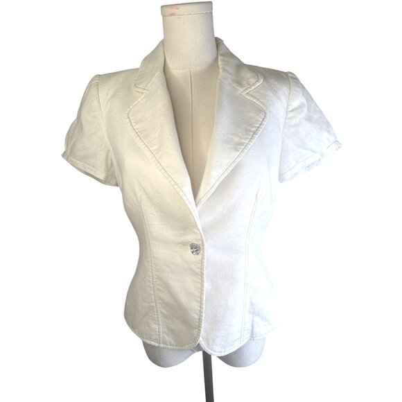 White House Black Market Size 6 Linen Blend Short Sleeve Blazer - Picture 1 of 14